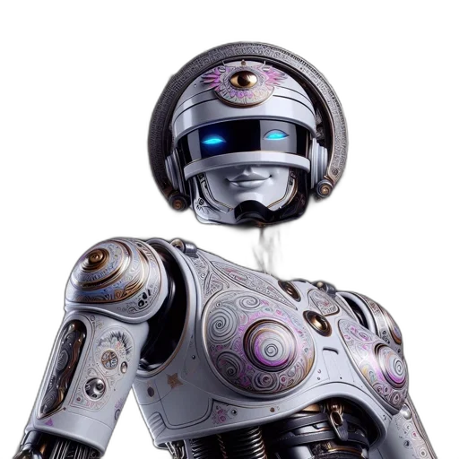 robot, 3d render, concept art, cyberpunk transparent PNG cut-out