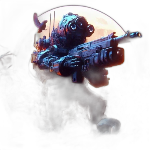 weapon, staff, robot, creature transparent PNG cut-out