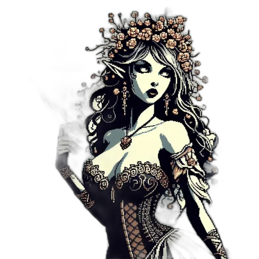 dress, crown, jewelry, fantasy art transparent PNG cut-out