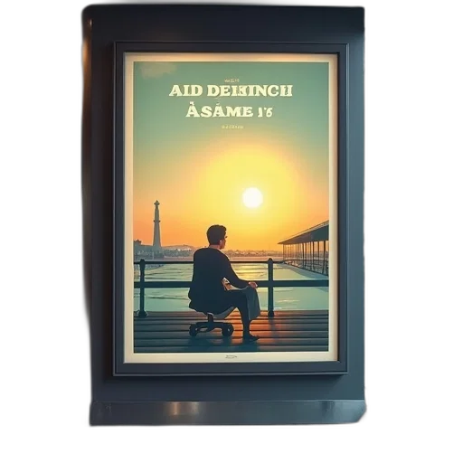 sunset, beach, home, poster transparent PNG cut-out