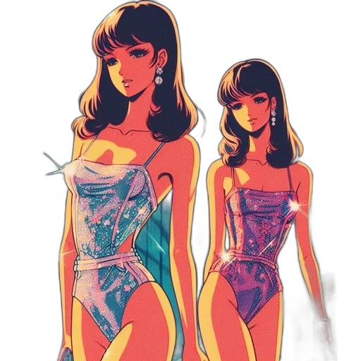 dress, jewelry, vaporwave, concept art transparent PNG cut-out