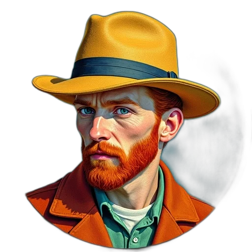 hat, face, jacket, staff transparent PNG cut-out