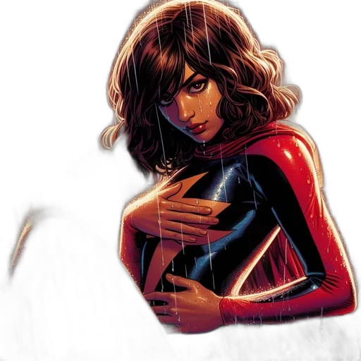 comic book art, concept art, red, female transparent PNG cut-out