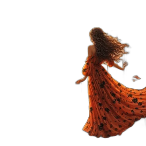 dress, hair, concept art, 3d render transparent PNG cut-out