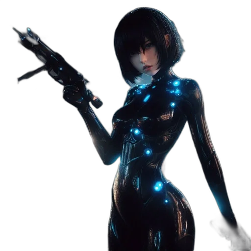 robot, weapon, staff, dress transparent PNG cut-out