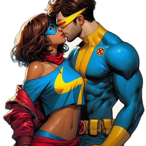 comic book art, concept art, colorful, two transparent PNG cut-out