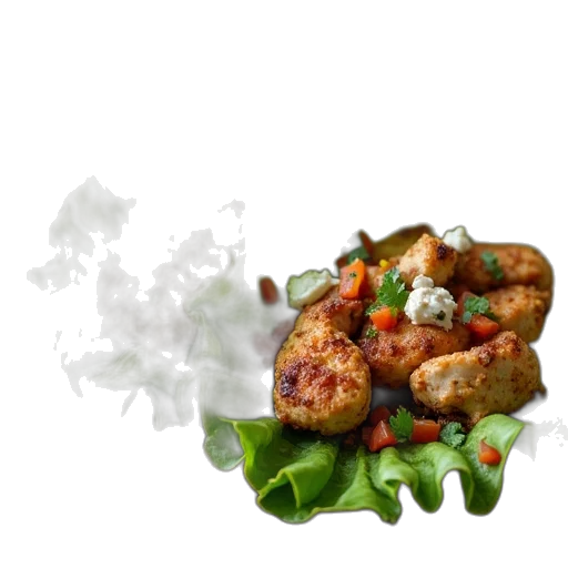 food, photorealistic, 3d render, chicken transparent PNG cut-out