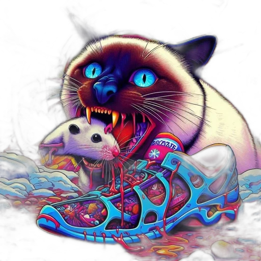 creature, animal, fantasy art, vaporwave transparent PNG cut-out