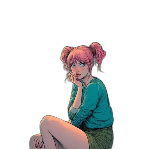 jacket, dress, face, comic book art transparent PNG cut-out