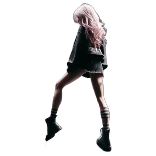 dress, jacket, shoes, hair transparent PNG cut-out