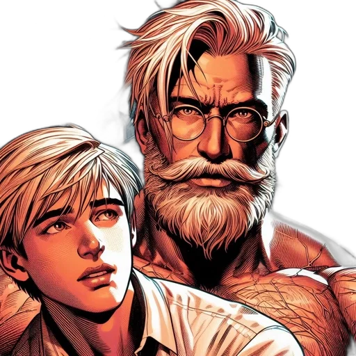comic book art, concept art, three, distinctive transparent PNG cut-out
