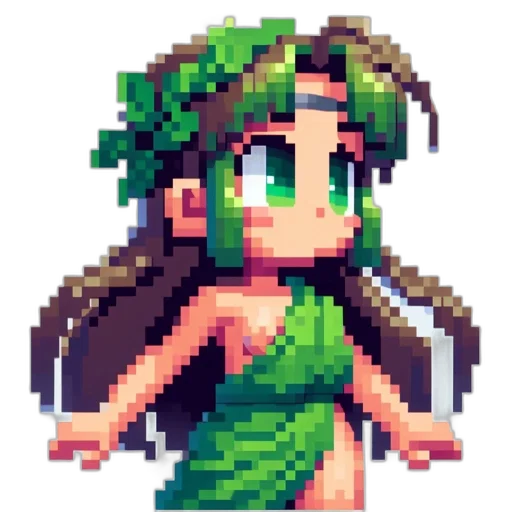 dress, staff, pixel art, anime transparent PNG cut-out