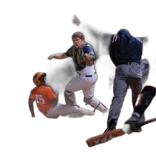 baseball, player, slides, into transparent PNG cut-out