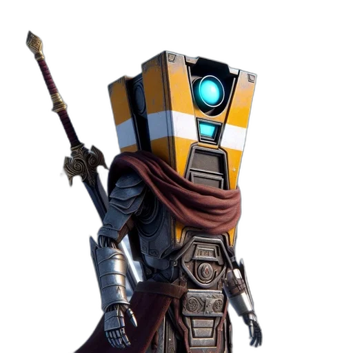 robot, staff, mask, sword transparent PNG cut-out