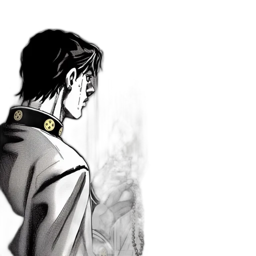 jacket, face, staff, sword transparent PNG cut-out