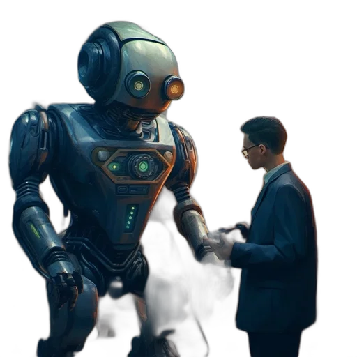 robot, concept art, 3d render, cyberpunk transparent PNG cut-out