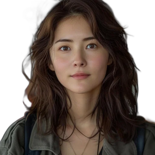 face, jacket, hair, jewelry transparent PNG cut-out