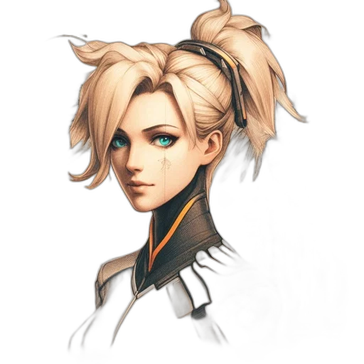 staff, hair, face, weapon transparent PNG cut-out
