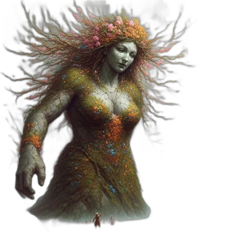 creature, hair, dress, concept art transparent PNG cut-out