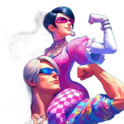 comic book art, concept art, cyberpunk, vaporwave transparent PNG cut-out