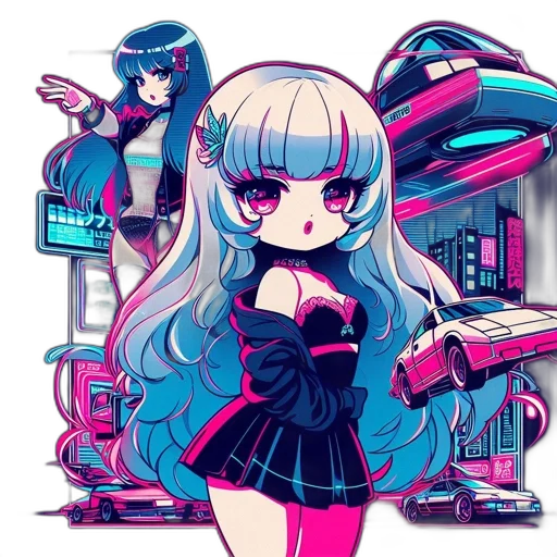 robot, car, dress, cyberpunk transparent PNG cut-out