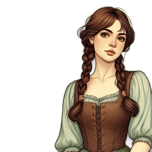 dress, staff, face, fantasy art transparent PNG cut-out