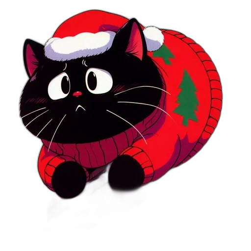 hat, animated, black, cat transparent PNG cut-out