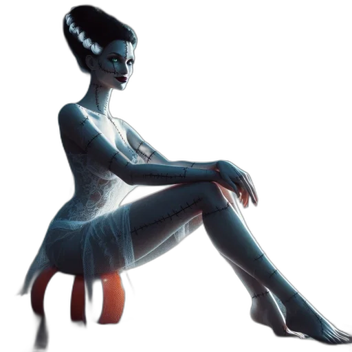 dress, robot, creature, staff transparent PNG cut-out