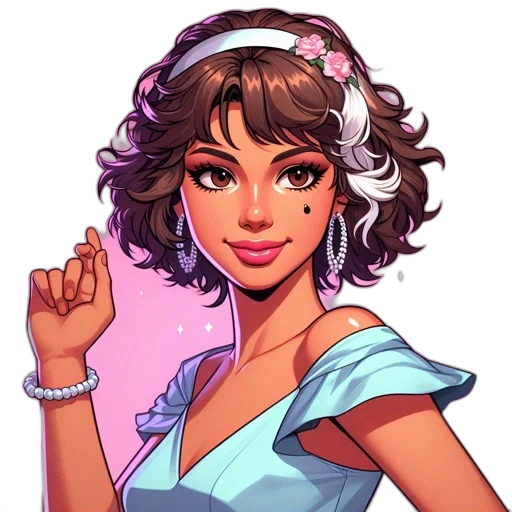dress, staff, jewelry, pixel art transparent PNG cut-out