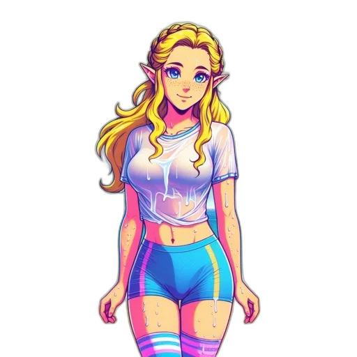 dress, pixel art, vaporwave, cartoon transparent PNG cut-out