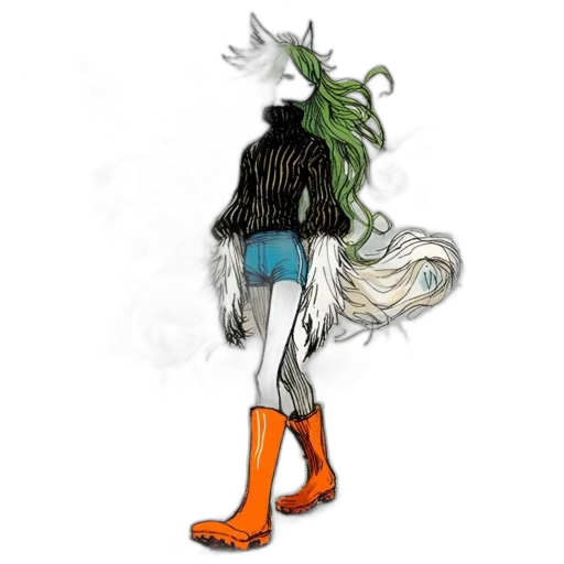 jacket, dress, hair, creature transparent PNG cut-out