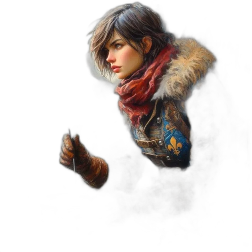face, jacket, weapon, staff transparent PNG cut-out