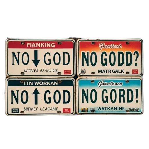 four, state, license, plates transparent PNG cut-out