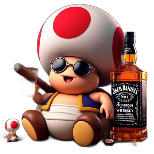 bottle, hat, weapon, 3d render transparent PNG cut-out
