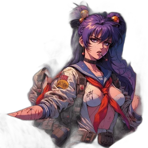 jacket, weapon, staff, face transparent PNG cut-out
