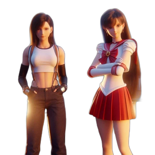 3d render, concept art, anime, pixel art transparent PNG cut-out