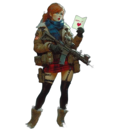 weapon, staff, jacket, robot transparent PNG cut-out