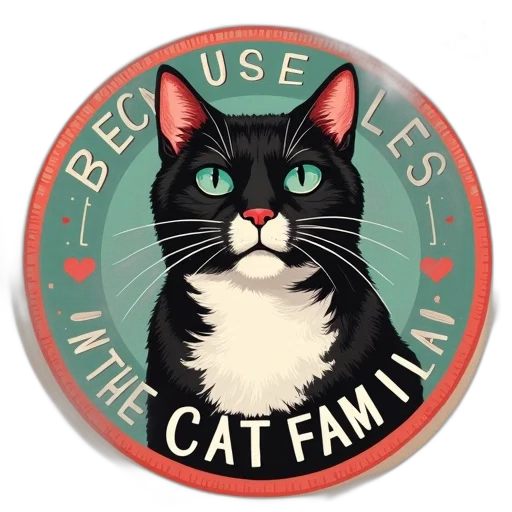 cat, badge, says, because transparent PNG cut-out