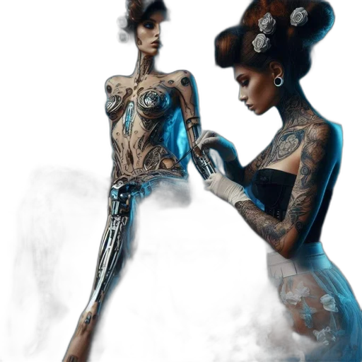 dress, jewelry, robot, staff transparent PNG cut-out