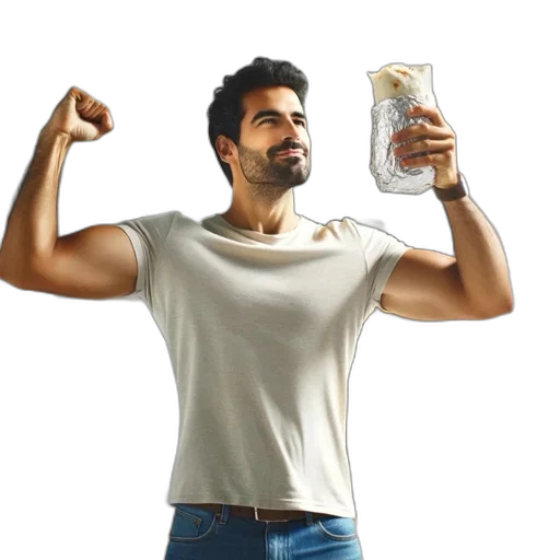 food, concept art, 3d render, man transparent PNG cut-out