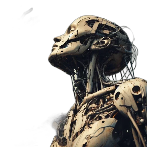 robot, face, concept art, cyberpunk transparent PNG cut-out