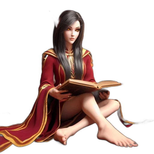 dress, jewelry, staff, fantasy art transparent PNG cut-out