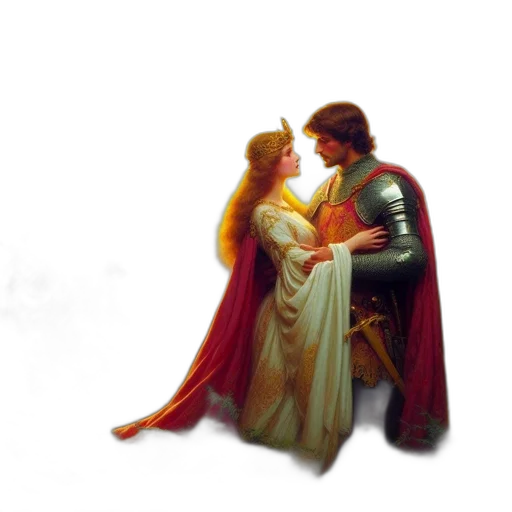 sword, crown, dress, fantasy art transparent PNG cut-out