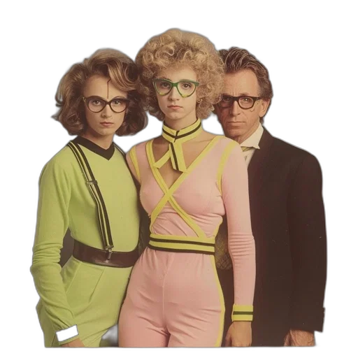 jacket, dress, staff, neon transparent PNG cut-out