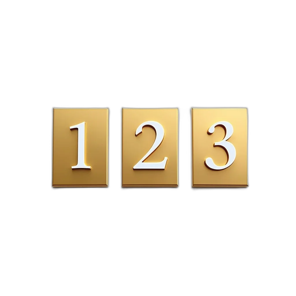 3d render, golden, three, identical transparent PNG cut-out