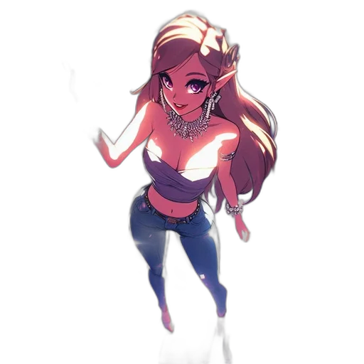 dress, staff, hair, robot transparent PNG cut-out
