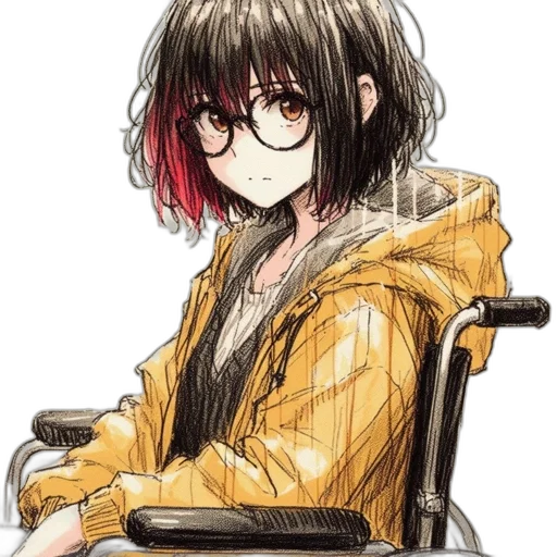 jacket, hair, staff, weapon transparent PNG cut-out
