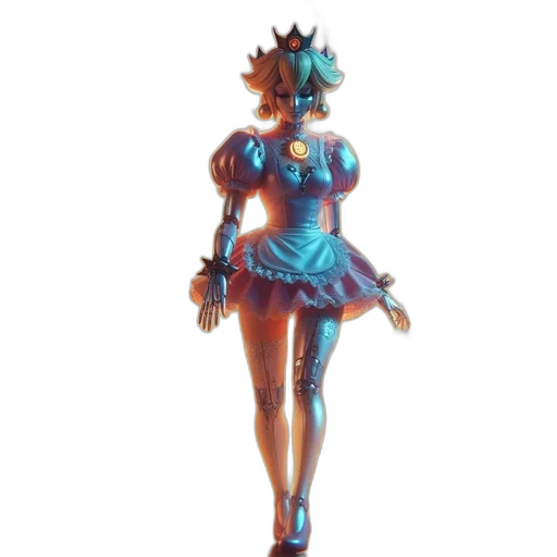 dress, crown, robot, staff transparent PNG cut-out
