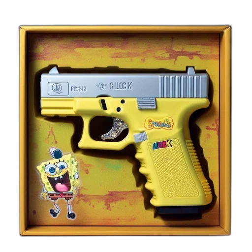 weapon, unusual, yellow, silver transparent PNG cut-out