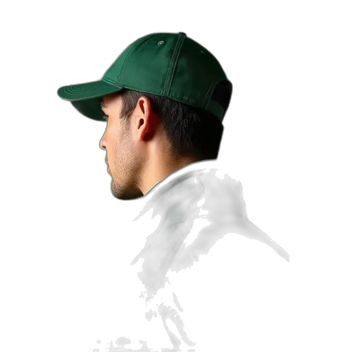 hat, face, jacket, staff transparent PNG cut-out